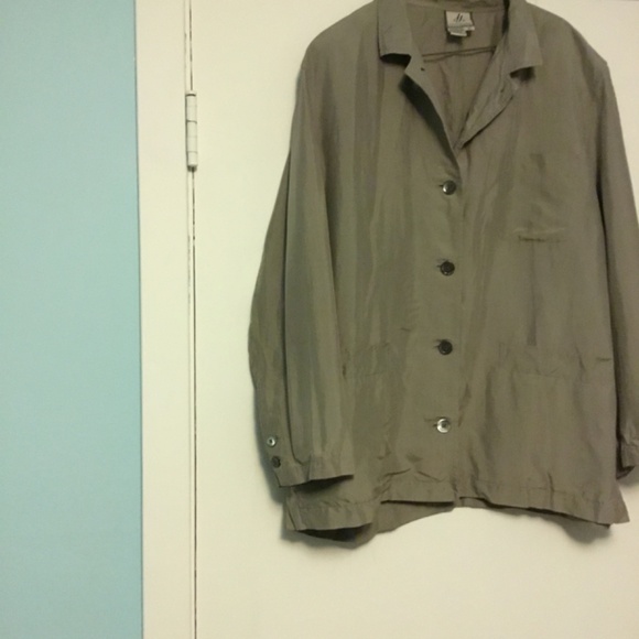 Vintage JJ Farmer 100% Lightweight Silk Jacket n Sand, XL - Picture 6 of 11